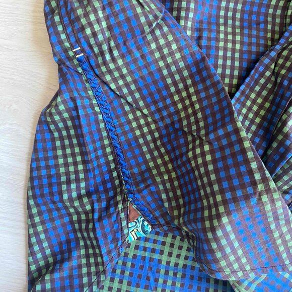 Robert Graham Blue Green Checkered Men Dress Shirt Paisley Print Cuffs Size XL - Picture 9 of 10